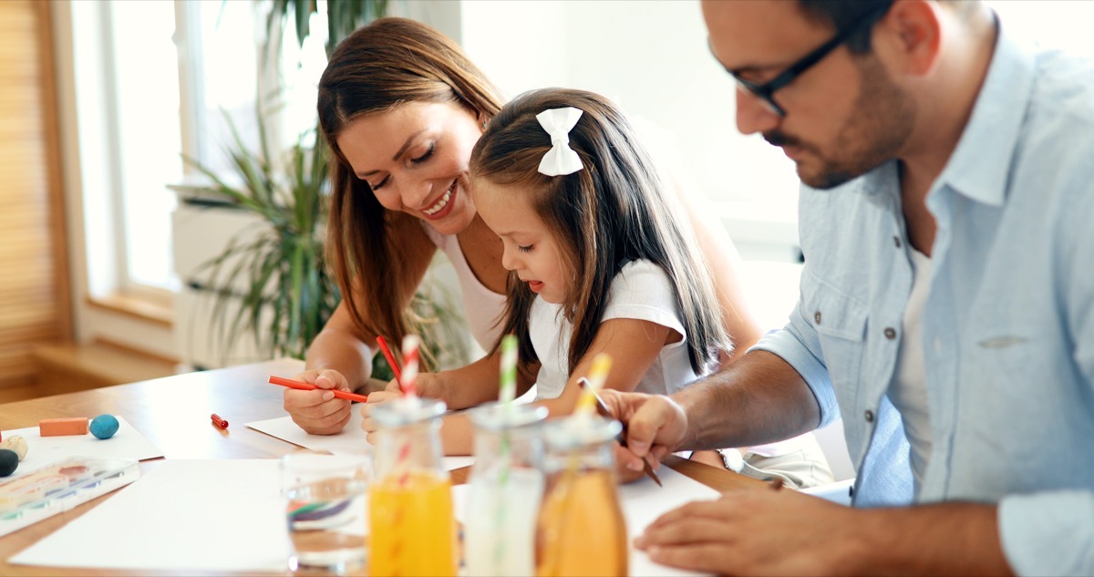 Family doing Easter activities together